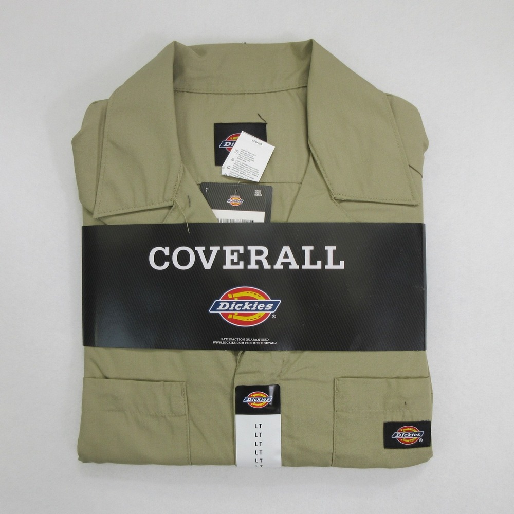 Dickies Short Sleeve Coverall Size LT Khaki Stain Release Work Jumpsuit New